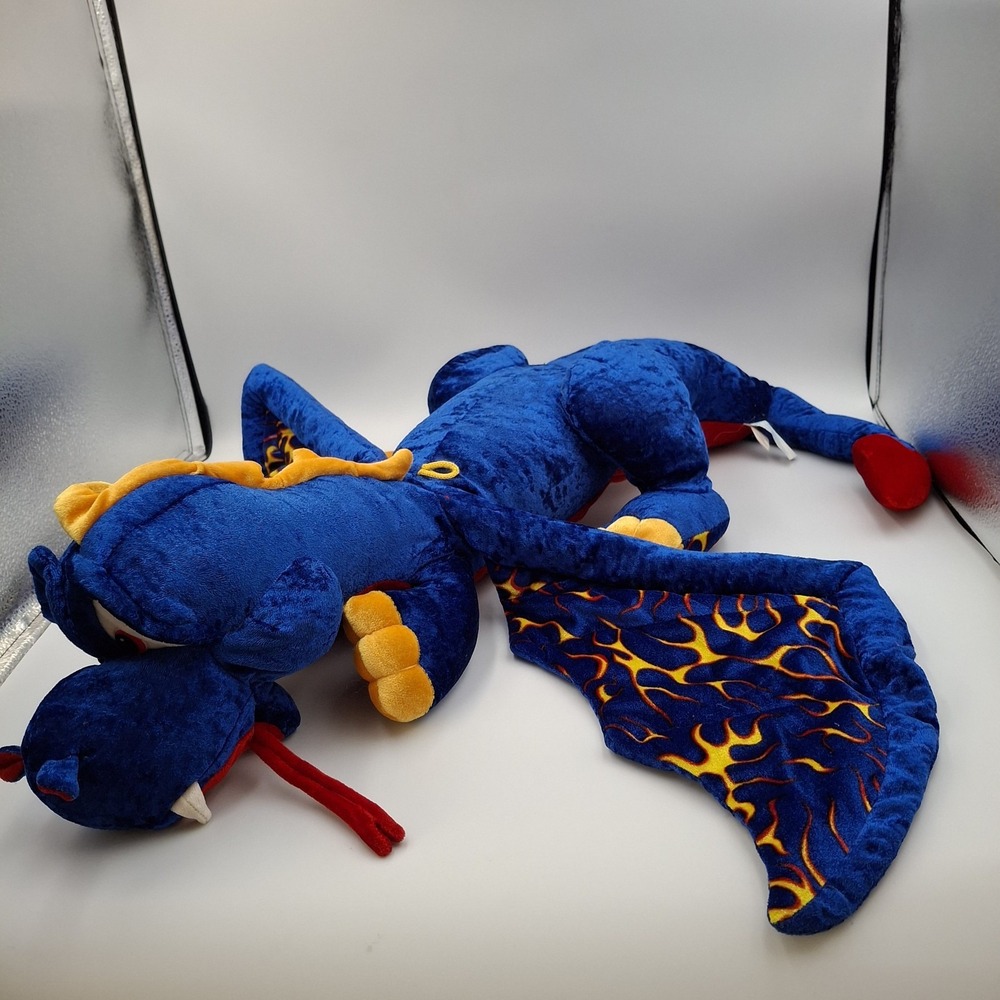 Classic Toy‎ Co. Rare Collectible Plush Flying Blue Dragon 32" Posable Wings